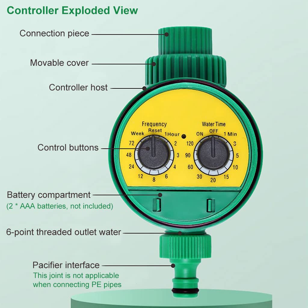 HASTHIP Drip Irrigation Timer for Garden Farm with Universal Faucet connector, Irrigation Water Timer, Easy to Use Automatic Watering System, Waterproof Digital Irrigation Timer System for Lawns