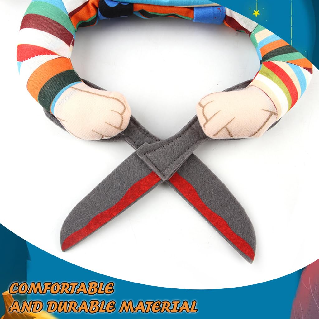 Qpets Dog Halloween Costume, Funny Rainbow Clown Costume Spooky Scissors-man Cosplay Dressing Costume Halloween Party Costume for Small Dogs, M