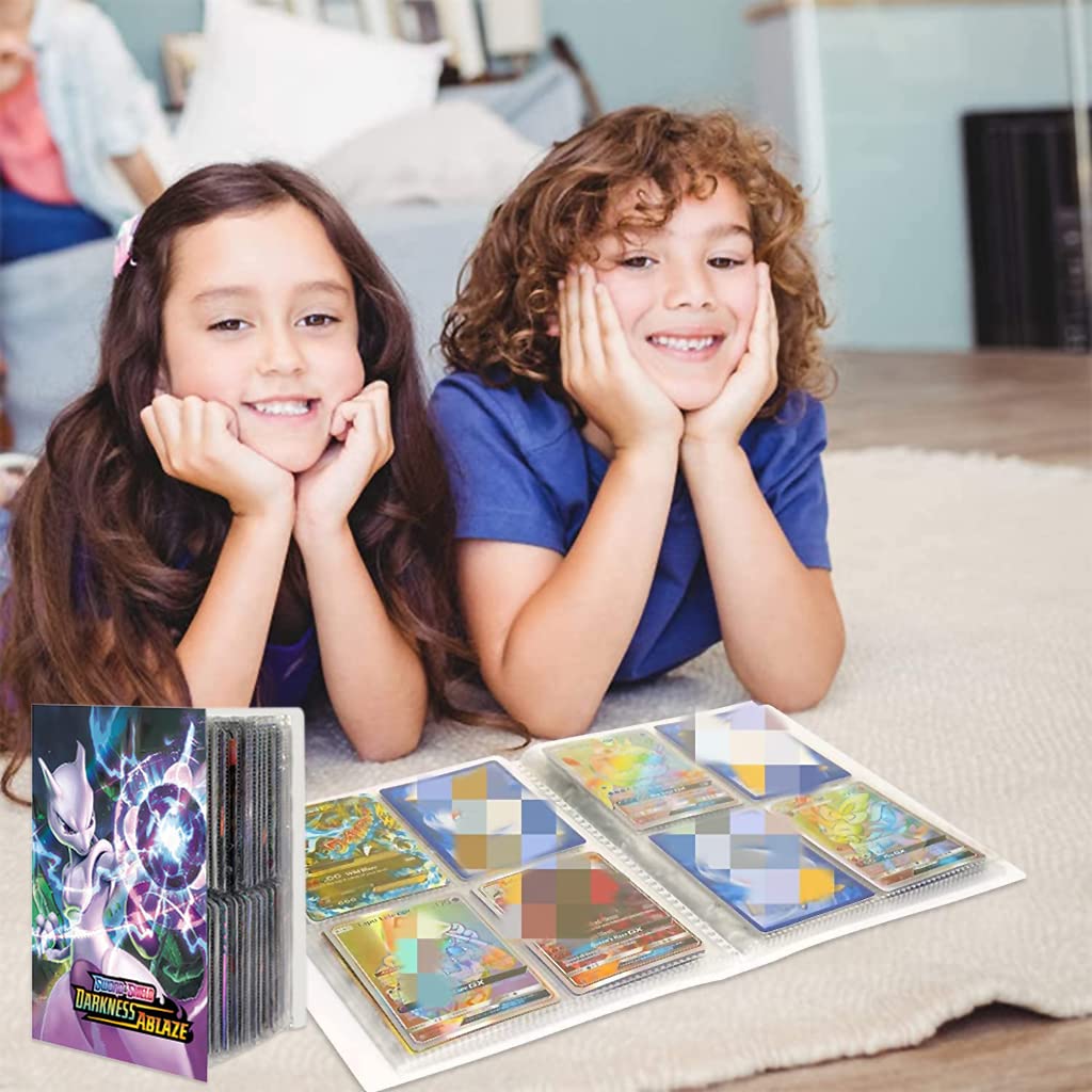PATPAT Poke-mon Binder, Trading Cards Collector Album for 120 Poke-mon Cards Cartoon Prints Bag Poke-mon Cards Binder Poke-mon Collection Cards Pack Bag Gift for Kids Boys Girls-Mewtwo (No Cards)