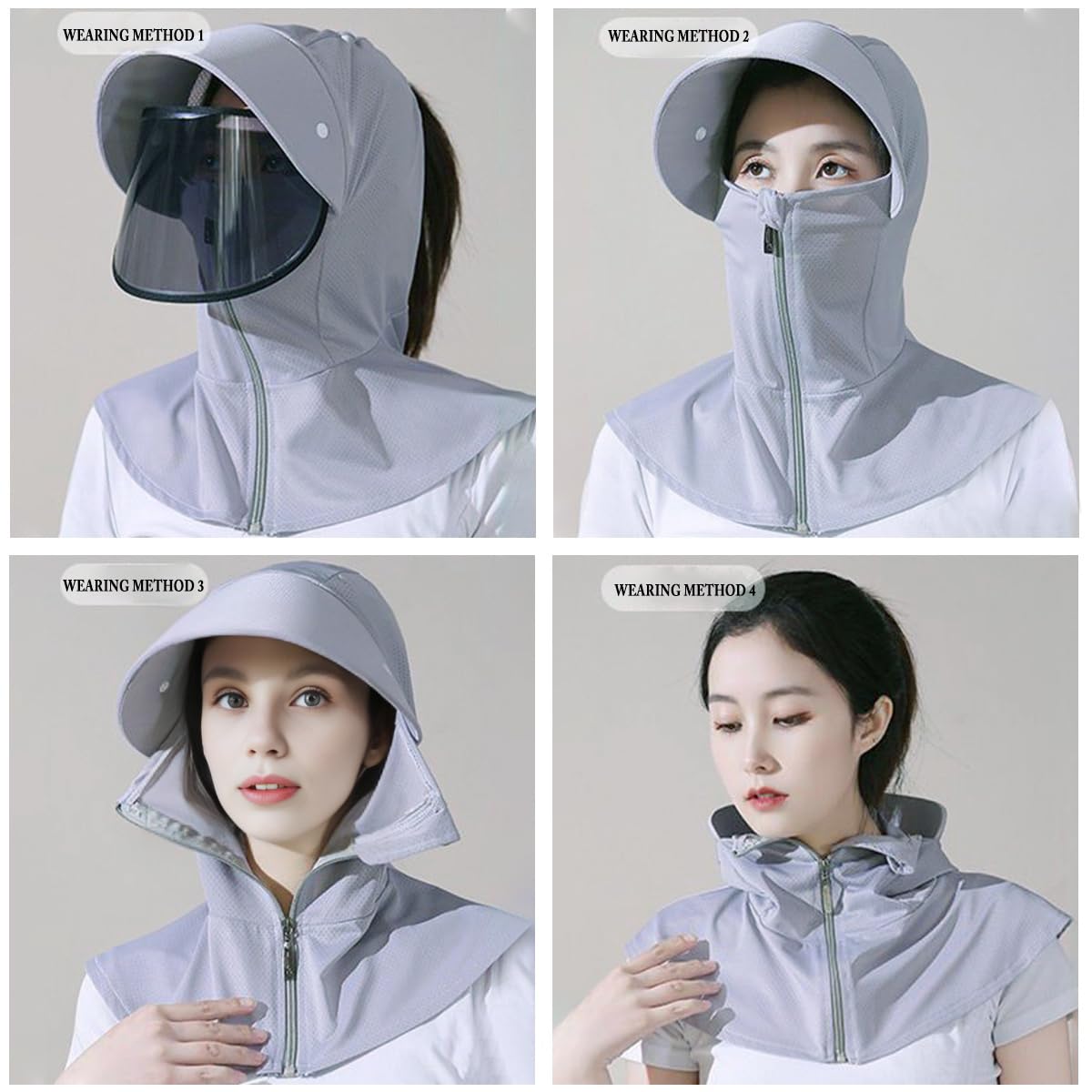 PALAY Sun Hats for Women Sun Protection Wide Brim Summer Caps for Women Zip Up Ponytail Beach Hat with Removeable Sun Visor Extender Outdoor Women Cap for Riding, Driving, Working