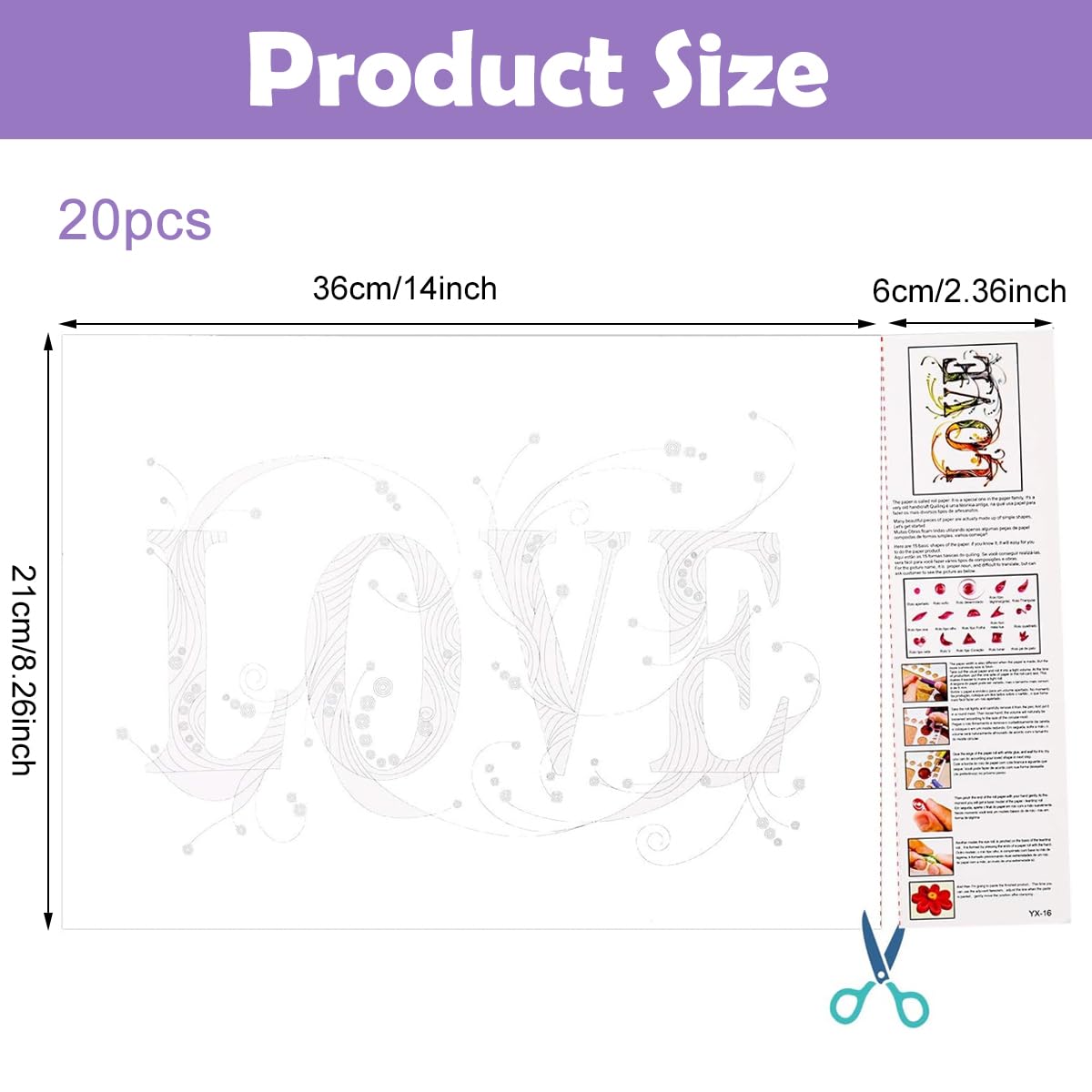 HASTHIP 20Pcs Paper Quilling Art Patterns A4 Assorted Hard Paper Patterns Templates Quilling Making Design Drawing Papers DIY Quilling Supplies for Adults & Kids DIY Quilling Art Paper