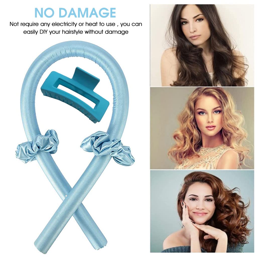 MAYCREATE Heatless Curling Rod Headband,No Heat Curls Silk Ribbon Hair Rollers Sleeping Soft Headband Wave Formers Hair Curlers DIY Hair Styling Tools for Long Medium Hair (Pink)