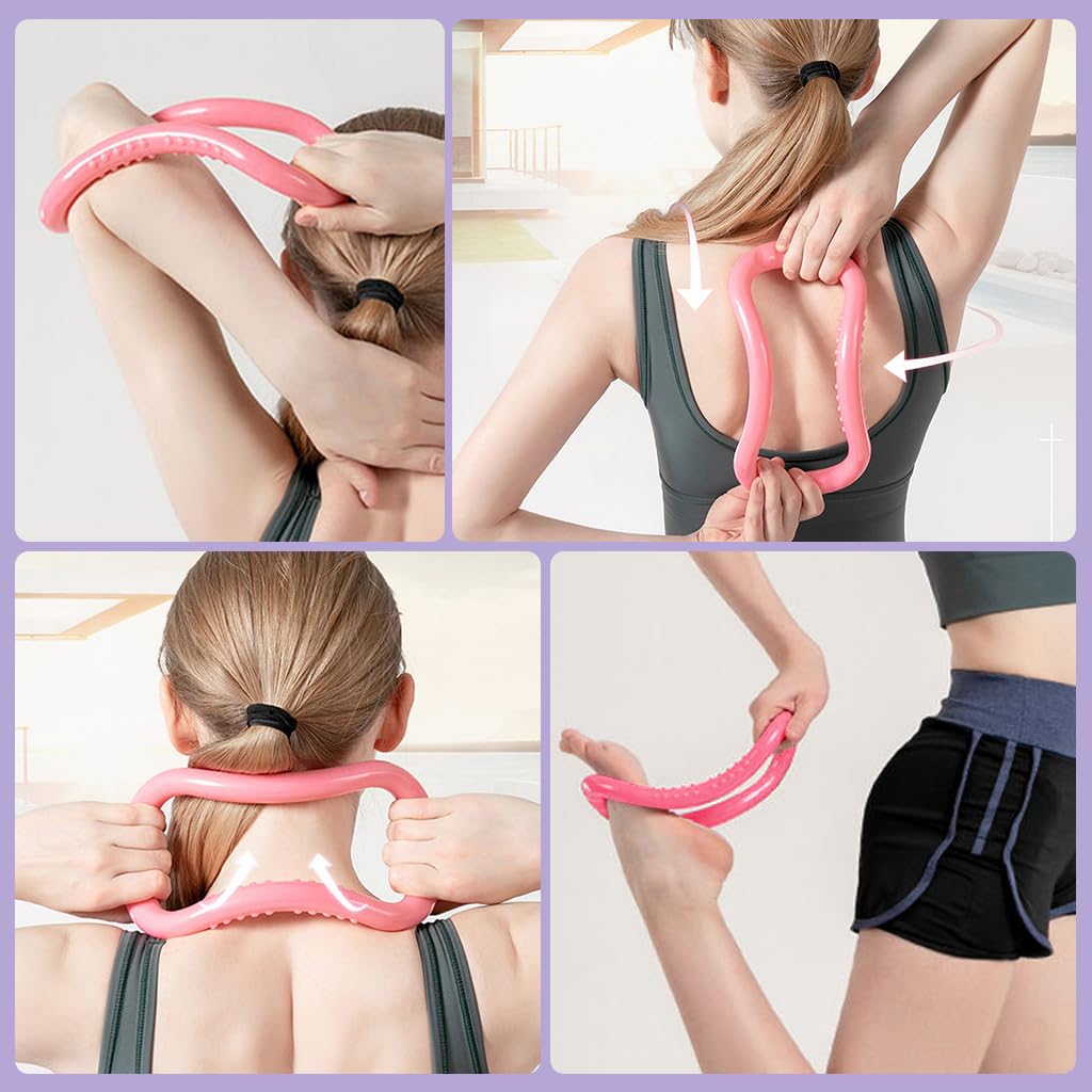 Proberos Fitness Kit Yoga Starter Kit Set of 4pcs Yoga Fitness Equipments Yoga Ring, Thigh Trainer, Ankle Puller, Yoga Back Resistance Stretcher Quality Starter Yoga Kits for Beginners and Gifts