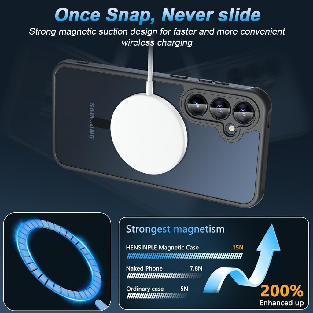 ZORBES Phone Case for Samsung Galaxy S23 FE Fashion Slim Phone Cover Support Magnetic Wireless Charging Anti-Scratch Protective Case Shockproof Matte Phone Covers for Galaxy S23 FE Black