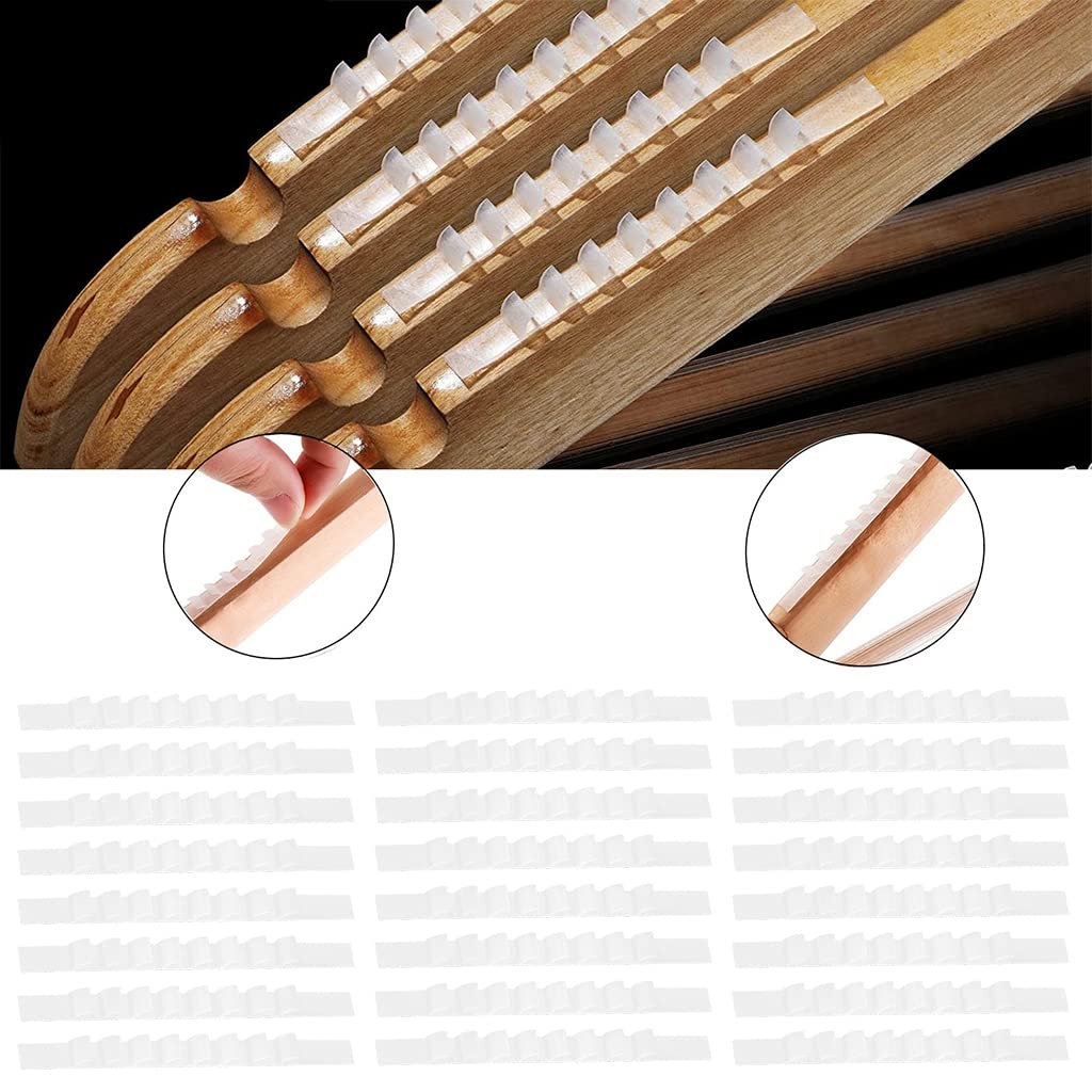 HASTHIP Non Slip Hanger Grips for Wood Hangers Clear Rubber Hanger Grip Adhesive Clothe Hanger Strip, Rubber Hangers Grip with Fins Clothes Hanger Strips Grippers for Clothes Hanger, 2.8 * 0.2''