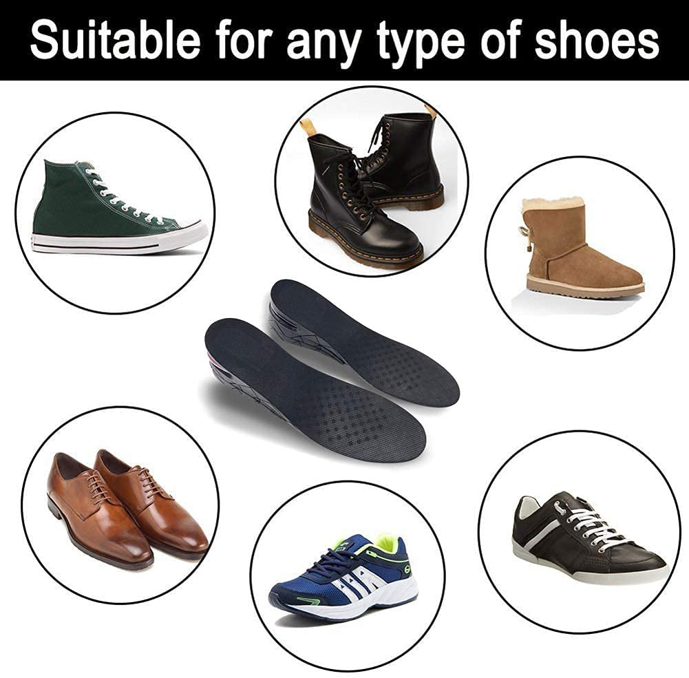 ZIBUYU Shoes Insole Height Increase 3 Layer 6cm Cuttable PVC Height Increasing Insoles for Women and Men Height Increase Insole Suitable for Shoe Size (5.5-10.5)