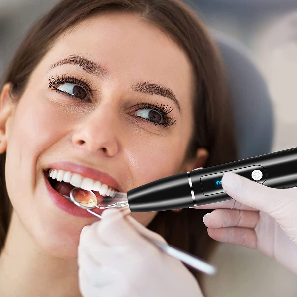 HANNEA Tooth Polisher, Rechargeable Tooth Whitening Kit for Teeth Cleaning and Whitening, IPX6 Waterproof, 5 Speed Modes & 5 Brush Heads Dental Teeth Polisher with LED Light for Adults & Kids