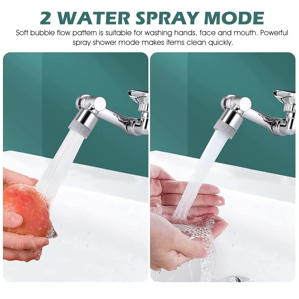 HASTHIP Swivel Faucet Extender, 1080° Rotatable Multifunctional Extension Faucet, Universal Sink Water Aerator, 2 Mode Splash Nozzle Filter Extension, Can Be Used for Bathroom Sink, Kitchen Sink