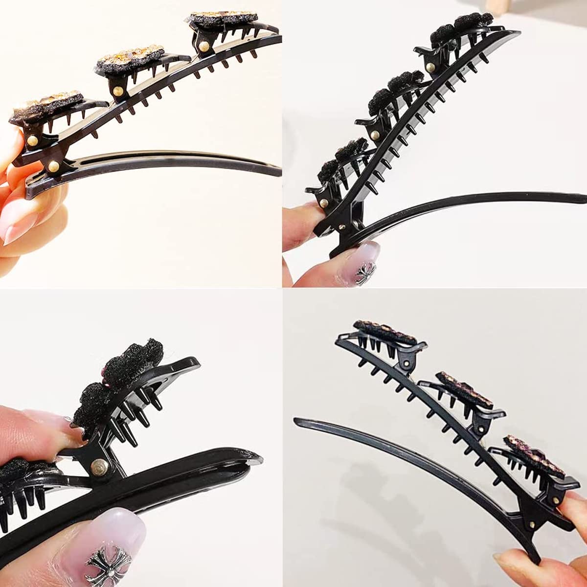 PALAY 4 Pcs Hair Braid Accessories Hair Sectioning Clamps Sparkling Crystal Stone Hairpins Braided Hair Clips for Women Girls Fashion Hairdressing Styling Tools