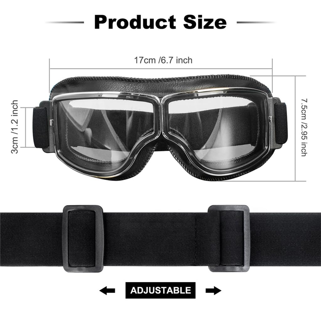 Proberos® Motorcycle Goggles for Motocross ATV/Dirt Bike Racing, Anti-Scratch Motorcycle Riding Goggles for Harley, Bike, Retro Motorcross Helmet Goggle for Men Women
