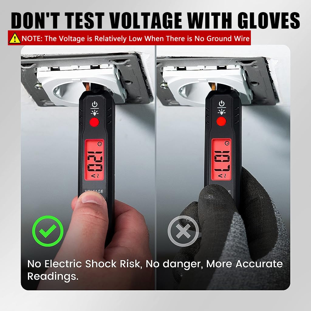 Serplex Voltage Tester Non-Contact Voltage Test Pen Voltage Tester Pen for AC 12V-300V, Live/Neutral Wire Tester, with LCD Display, Light & Sound Alarm, Auto Off, Battery Operated (NOT Included)