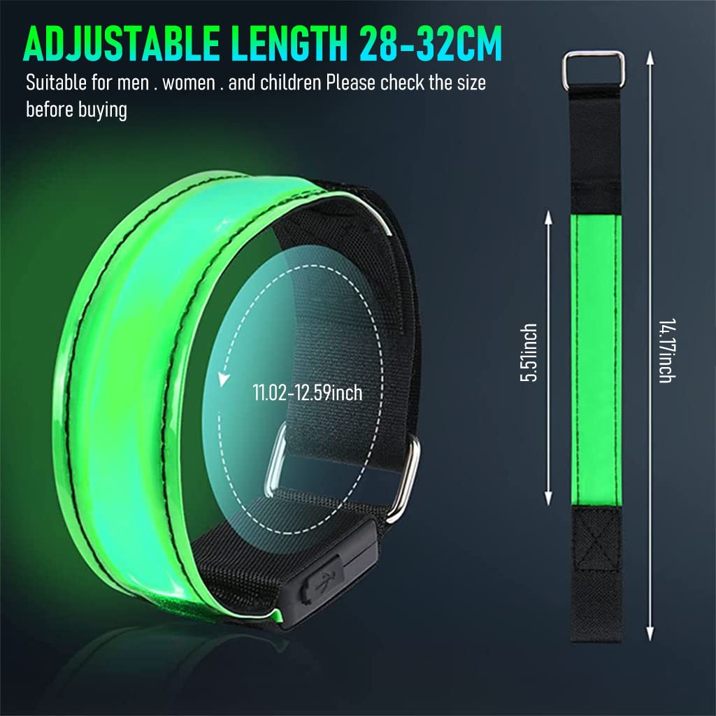 Optifit 2PCS LED Glowing Arm Band for Cycling, Walking, Jogging, Outdoor Activities Night Warning, Adjustable Glowing Arm Ankle Bands, Perfect for Runners, Walkers, Cyclists and Bike Pant Leg