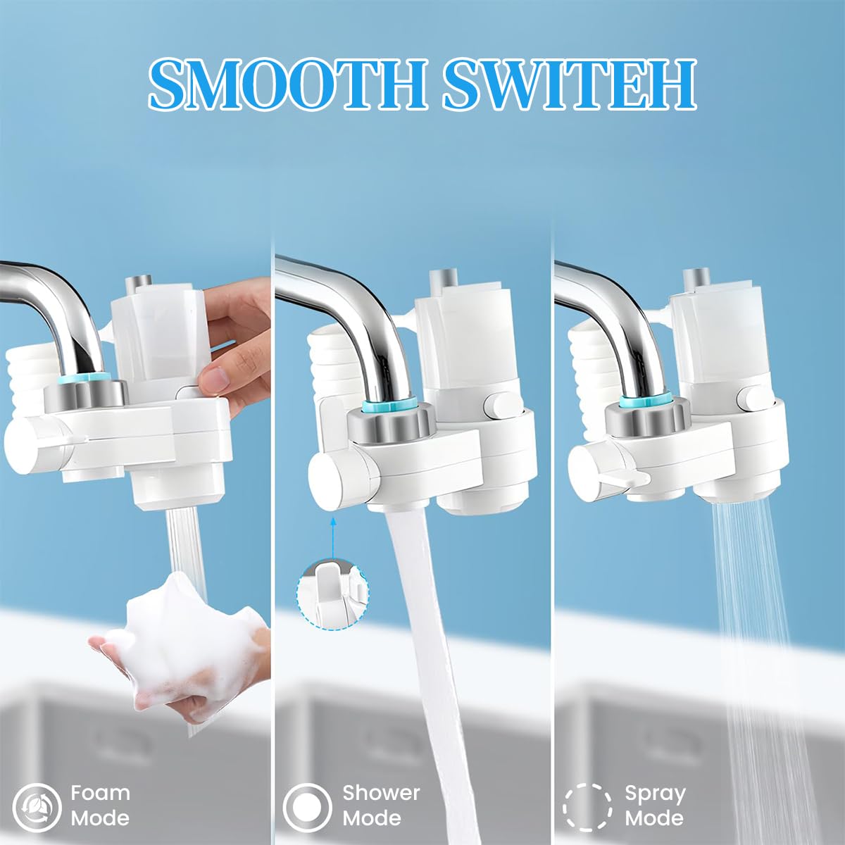 HASTHIP Kitchen Sink Faucet with Refillable Soap Dispenser 360 ° Fleixble Separate Sprayer Design Auto Soap Mixing Design with One Button to Switch, Universal Kitchen Sink Faucet Extender
