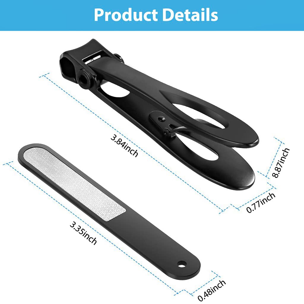 MAYCREATE Thick Nail Clipper with Nail File, Toenail Clipper Stainless Steel Nail Cutter for Tough Nails Thick Nails, Anti-splash Nail Clipper for Adults, Seniors, Manicure Nail Clipper