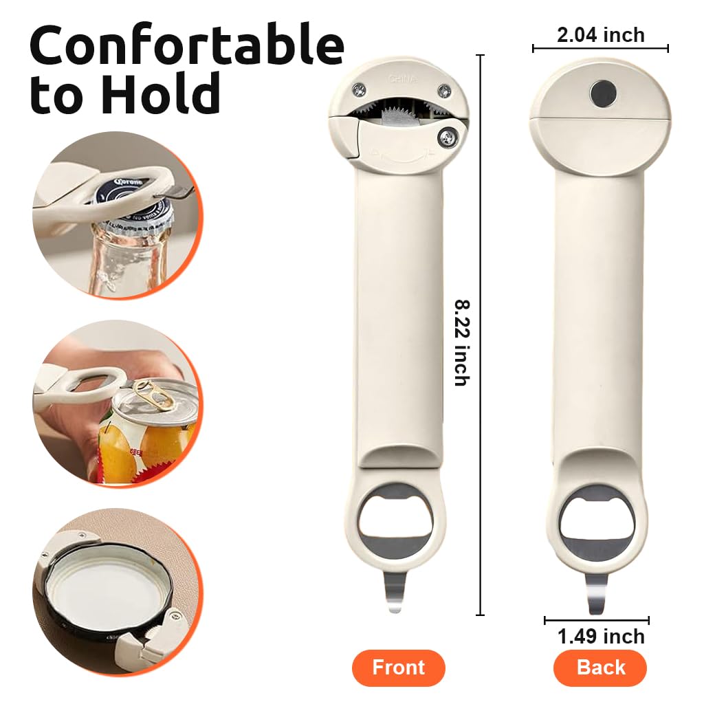 HASTHIP Jar Opener - Multifunctional Retractable Bottle Opener, Adjustable Multifunctional Stainless Steel Can Opener for Jars Up to 3.75