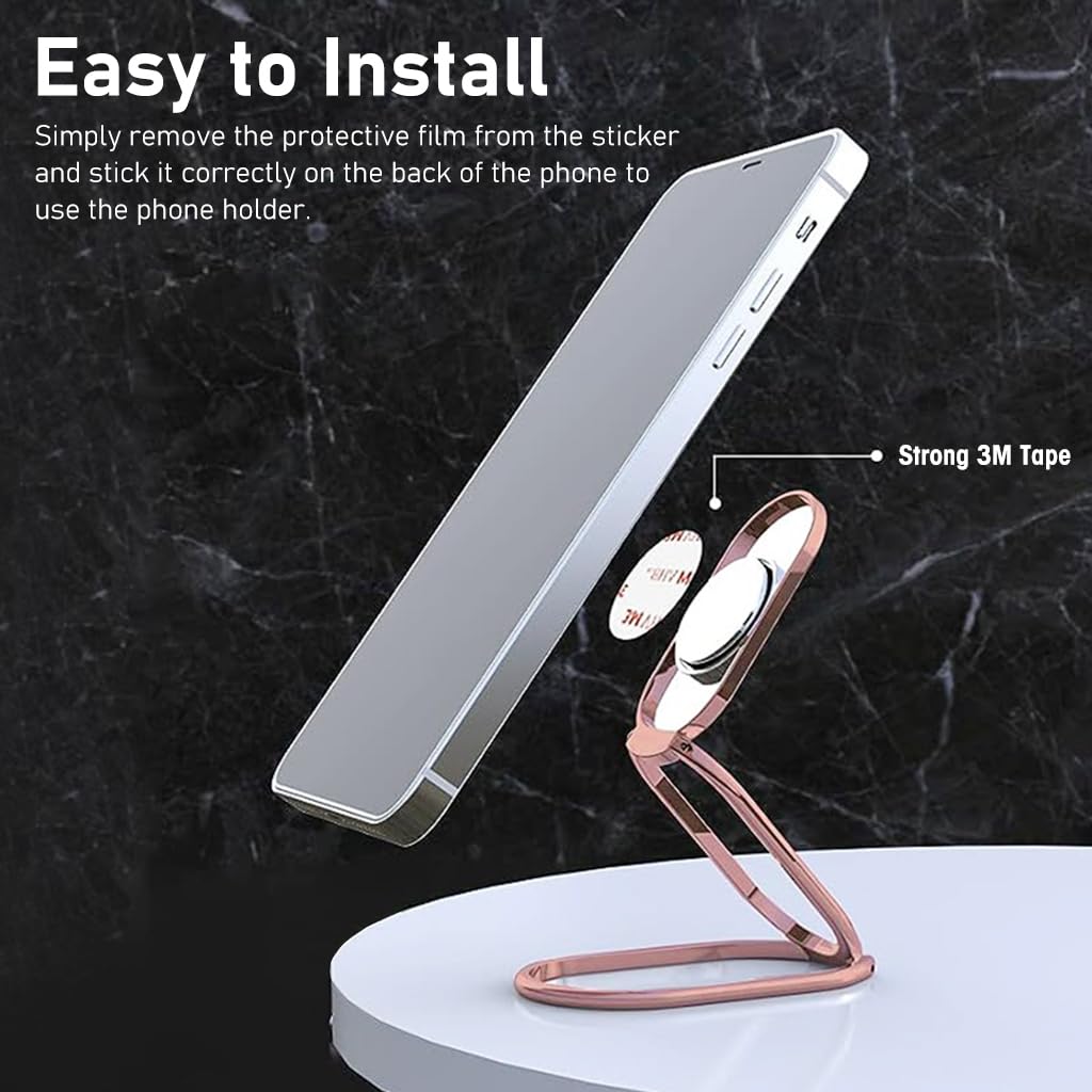 ZORBES Metal Mobile Stand for Table, Foldable Phone Holder 3M Self-Adhesive Mobile Holder Folding Phone Grip Holder Universal Desktop Phone Stand Mobile Ring Holder for Most Smartphone, Tablet