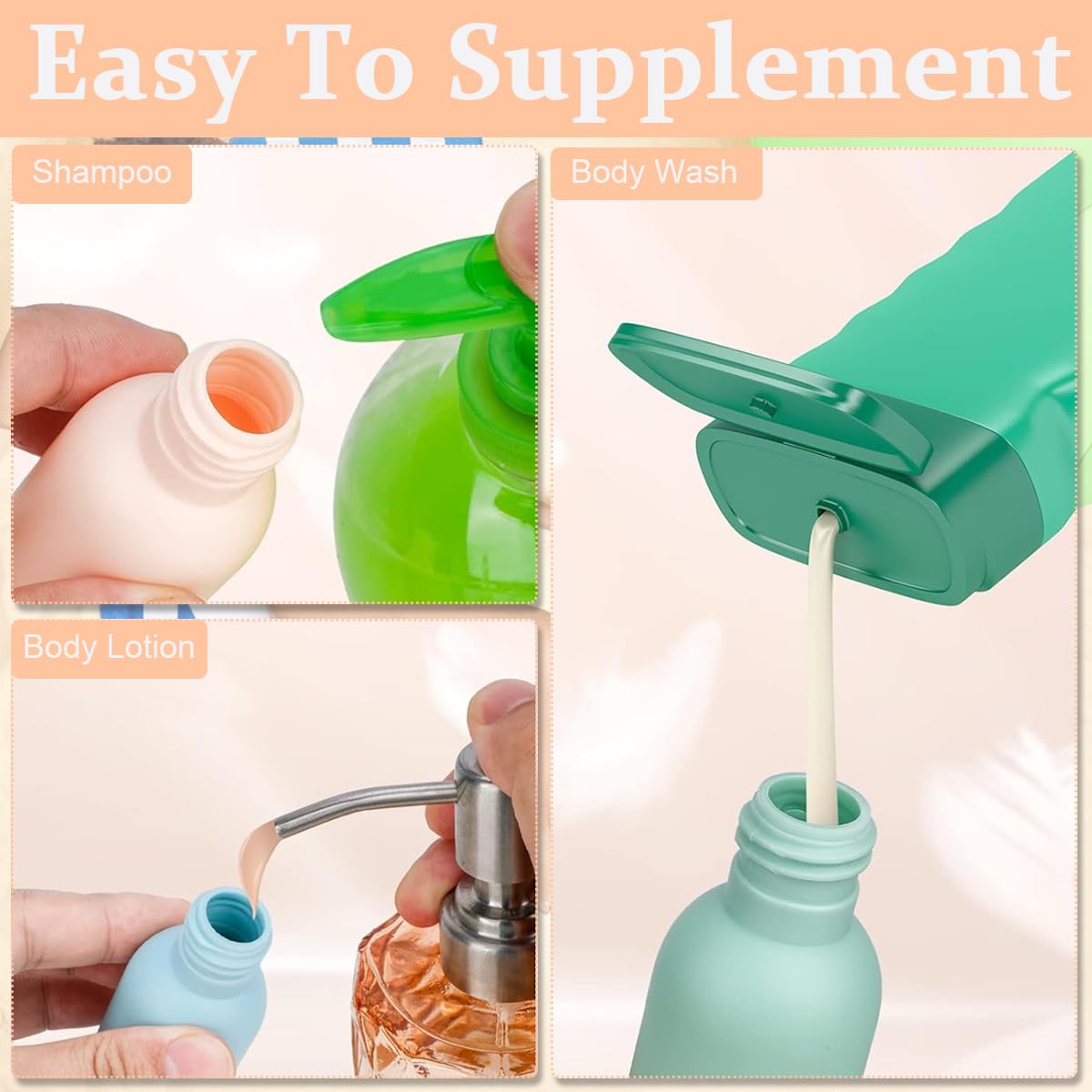 MAYCREATE 4pcs 60ml Travel Bottles for Toiletries, Refillable PE Travel Containers with Lid, Lotion Jars Travel Shampoo Dispenser Travel Bottle for Cream, Toiletries, Gel, Hand Sanitizer