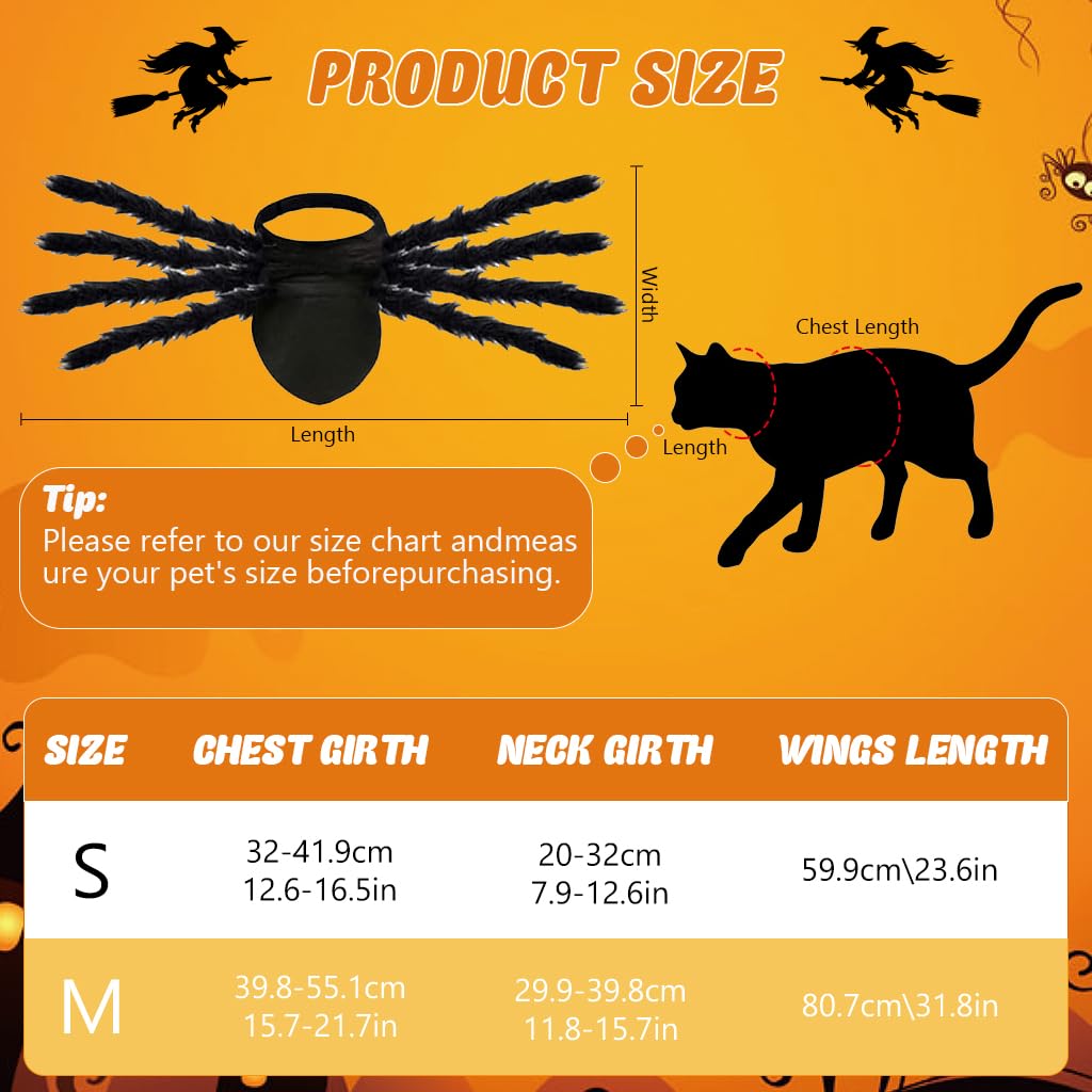 Qpets Halloween Fun Dog Clothes, Small Dog Costume, Spooky Spider Dog Clothes Cats Clothes Small Dogs Cats Fun Halloween Costume, M