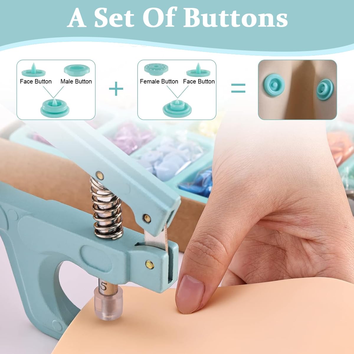 HASTHIP Snap Buttons with Snap Pliers Set, Sewing Snap Button Machine Fastener and 300 Sets Plastic & Metal Snap Buttons Kit for Repairing, Sewing and DIY Crafting