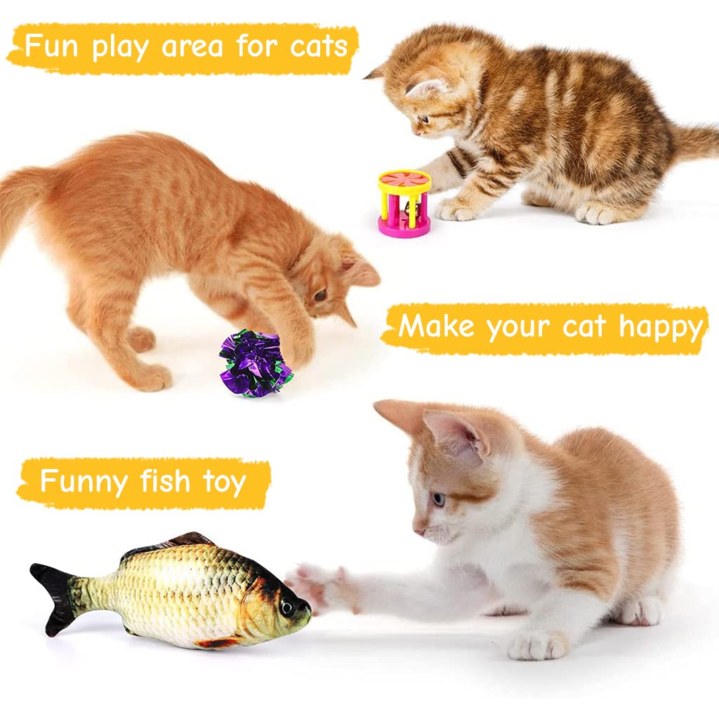 Qpets 20 PCS Toys for Cats Set, Collapsible Cat Tunnels for Indoor Cats, Family Set Cat Teaser Toy Cat Feather Toy Fluffy Mouse Crinkle Balls Cat Toys for Cat Puppy Kitty Rabbit