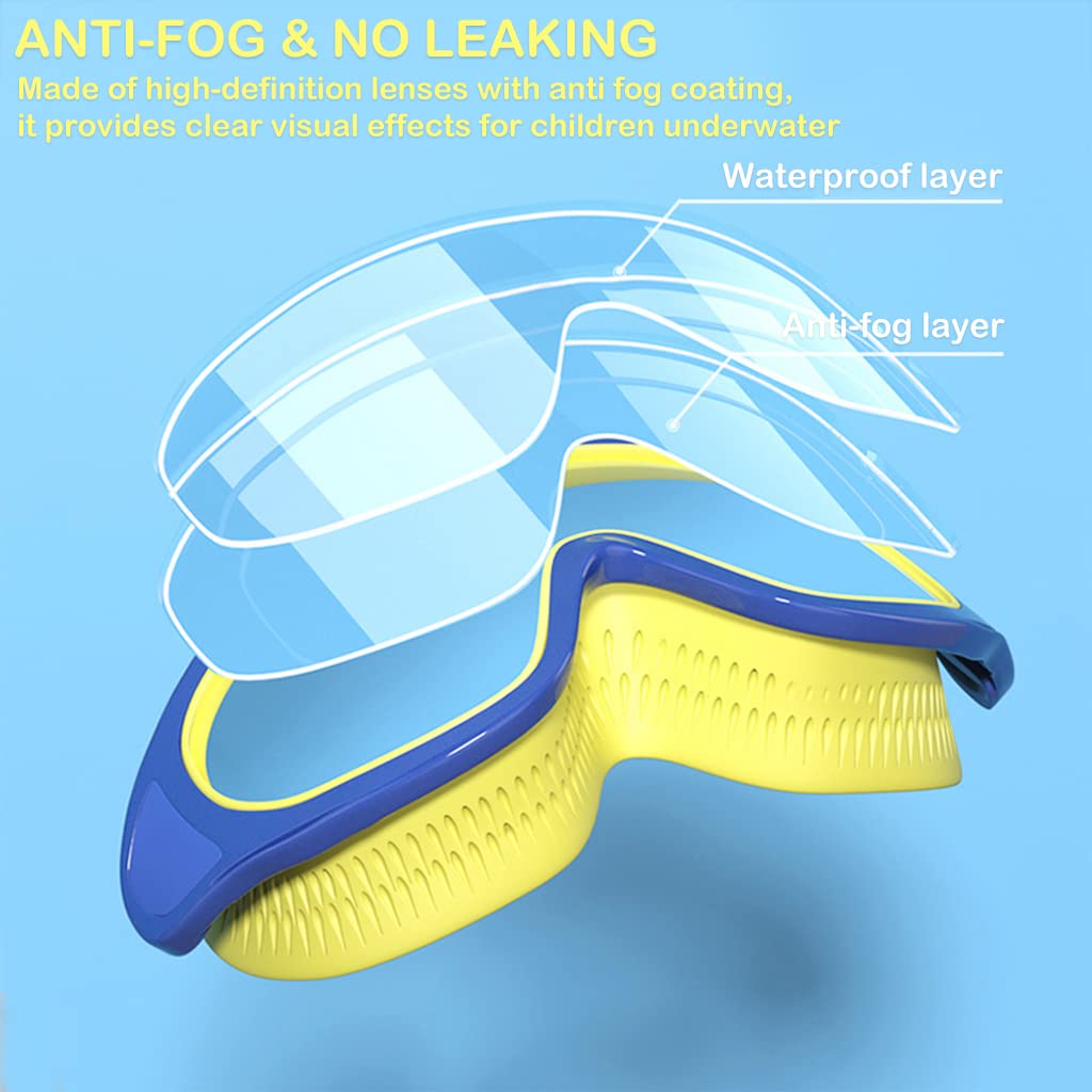 Proberos 4Pcs Professional Swimming Gear, Adult Swimming Goggles Silicone Swimming Cap Set of 4Pcs with Ear Plugs & Nose Clip UV Protection Goggles Anti Fog Swim Goggles with Storage Case