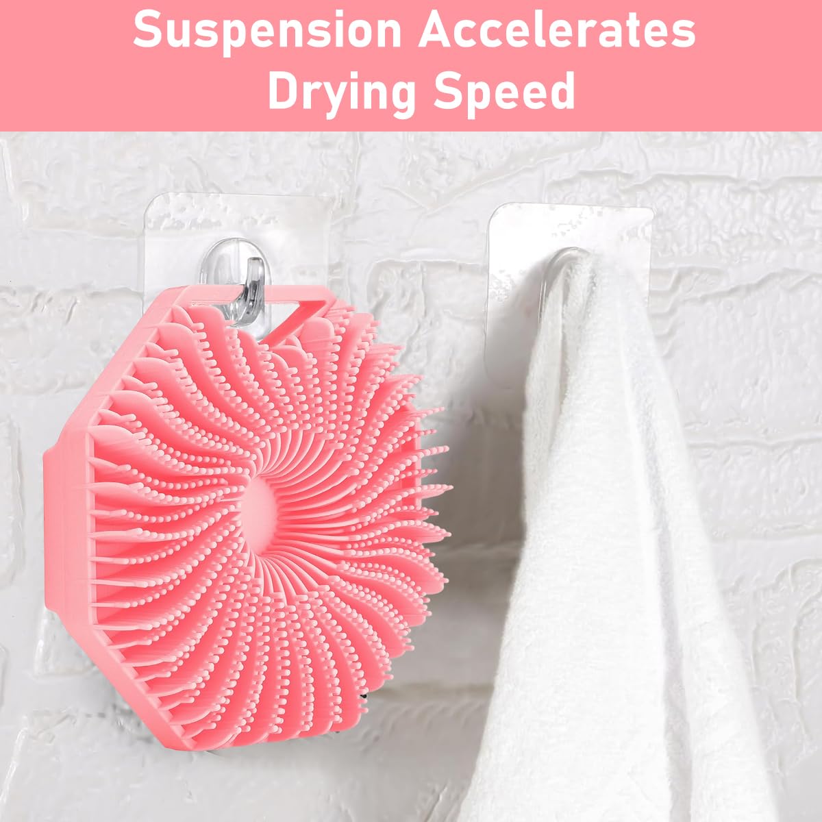 MAYCREATE Silicone Body Scrubber, Exfoliating Body Scrubber for Sensitive Skin, Soft Massage Body, More Hygienic Than Traditional Loofah, Gentle Exfoliating for Sensitive Skin, Pink