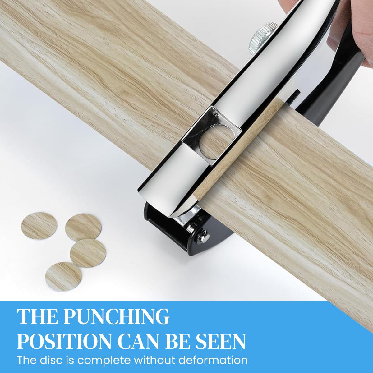 Serplex Manual Hole Punch Kit Heavy Duty Spring Loaded Hole Punch 10mm Hole Size Punching Tool for Wooden Edge Bands, Plastic Sheets, Paper, with Drill & Drill Stop Collar