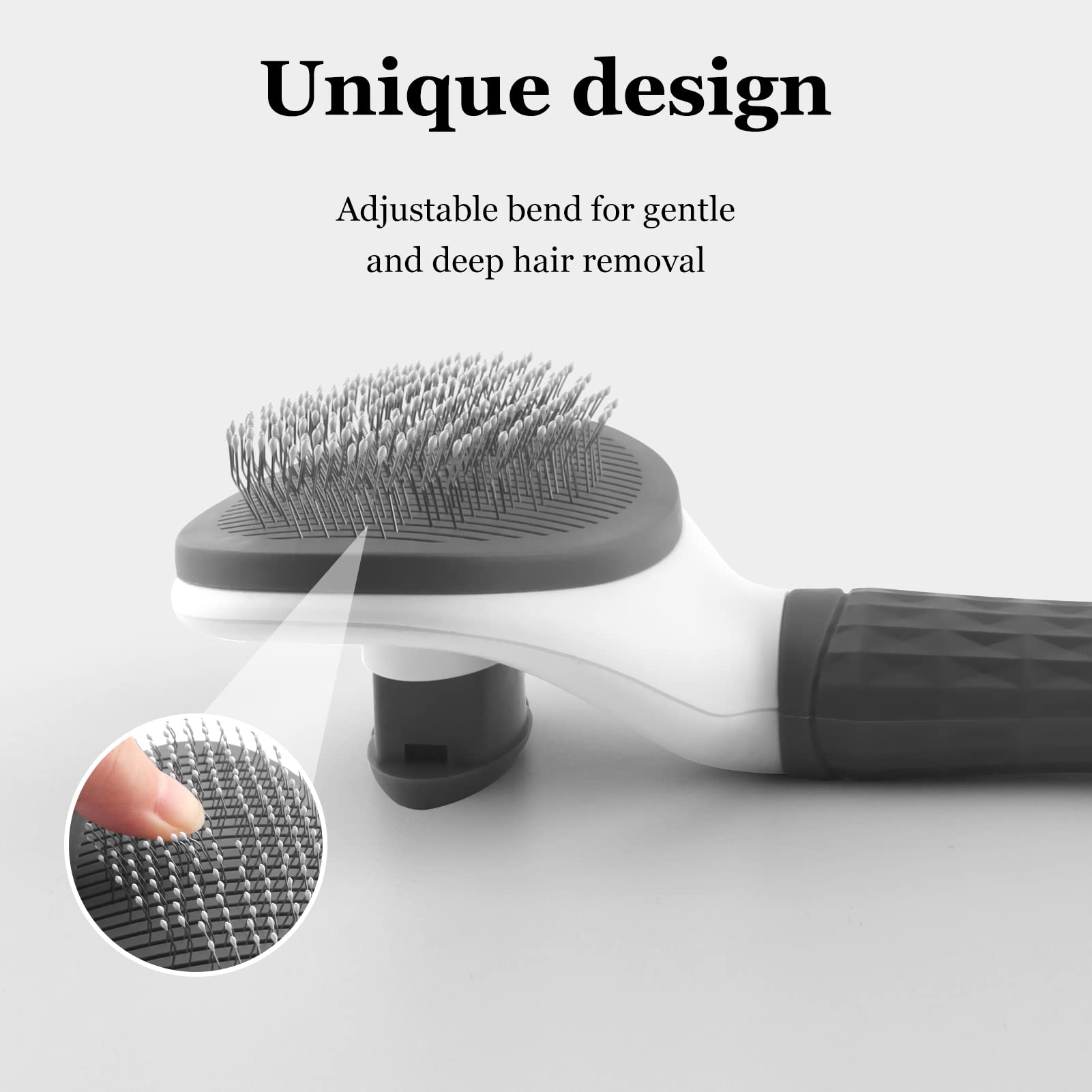 Qpets Pet Grooming Brush Daily for Medium Long Hair Dog, Use to Clean Loose Fur & Dirt Great-Grey