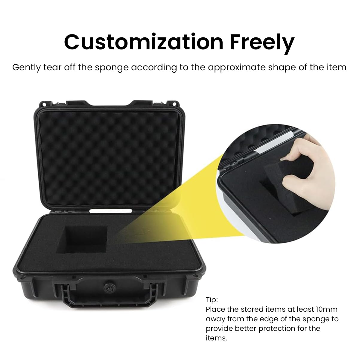 Serplex® Waterproof Hard Carry Case Bag Tool Case With Pre-cut Sponge Storage Box Safety Shockproof Organizer Hardware Tool Box Empty Hard Case for Jewelry, Camera Accessories, Electronics
