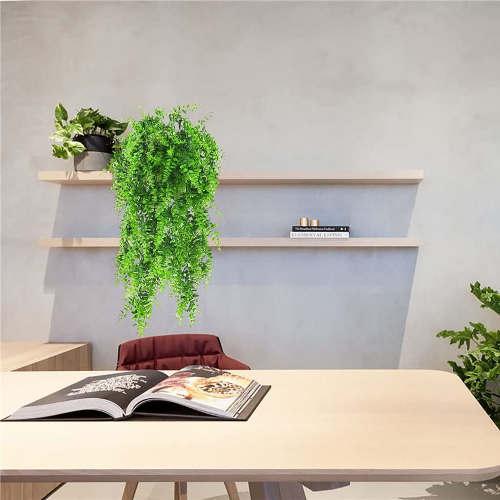 HASTHIP Artificial Plant Boston Ferns Fake Vines Hanging Ivy Flowers Vine Outdoor, Plastic Greenery for Hanging Baskets Wedding Wall House Room Patio Jungle Party Decorations