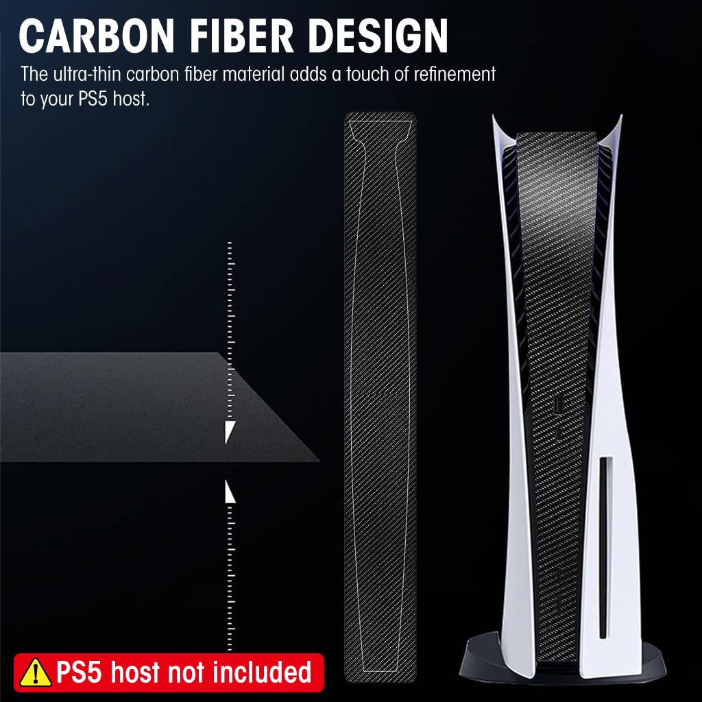 ZORBES PS5 Console Middle Sticker PVC Stylish Carbon Fiber Pattern Middle Skin Sticker Anti-Scratch PS5 Console Skin Sticker for Console Center Part Self-Adhesive Middle Skin Sticker for PS5 Console