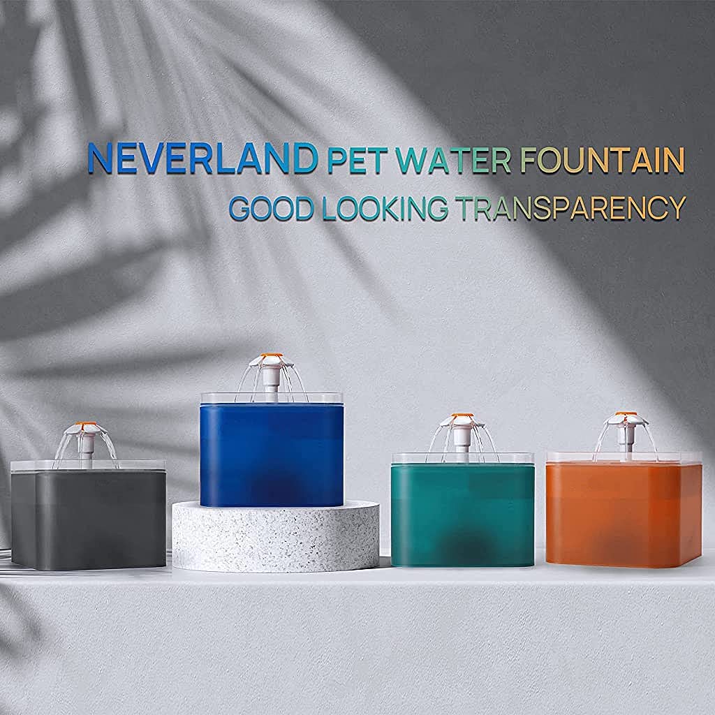 Qpets Cat Water Fountain with LED Light, 67oz/2.0L, Ultra Quiet Cat Drinking Fountain with Filter, Automatic Pet Water Fountain for Cats and Small Dogs(Blue Water Fountain)