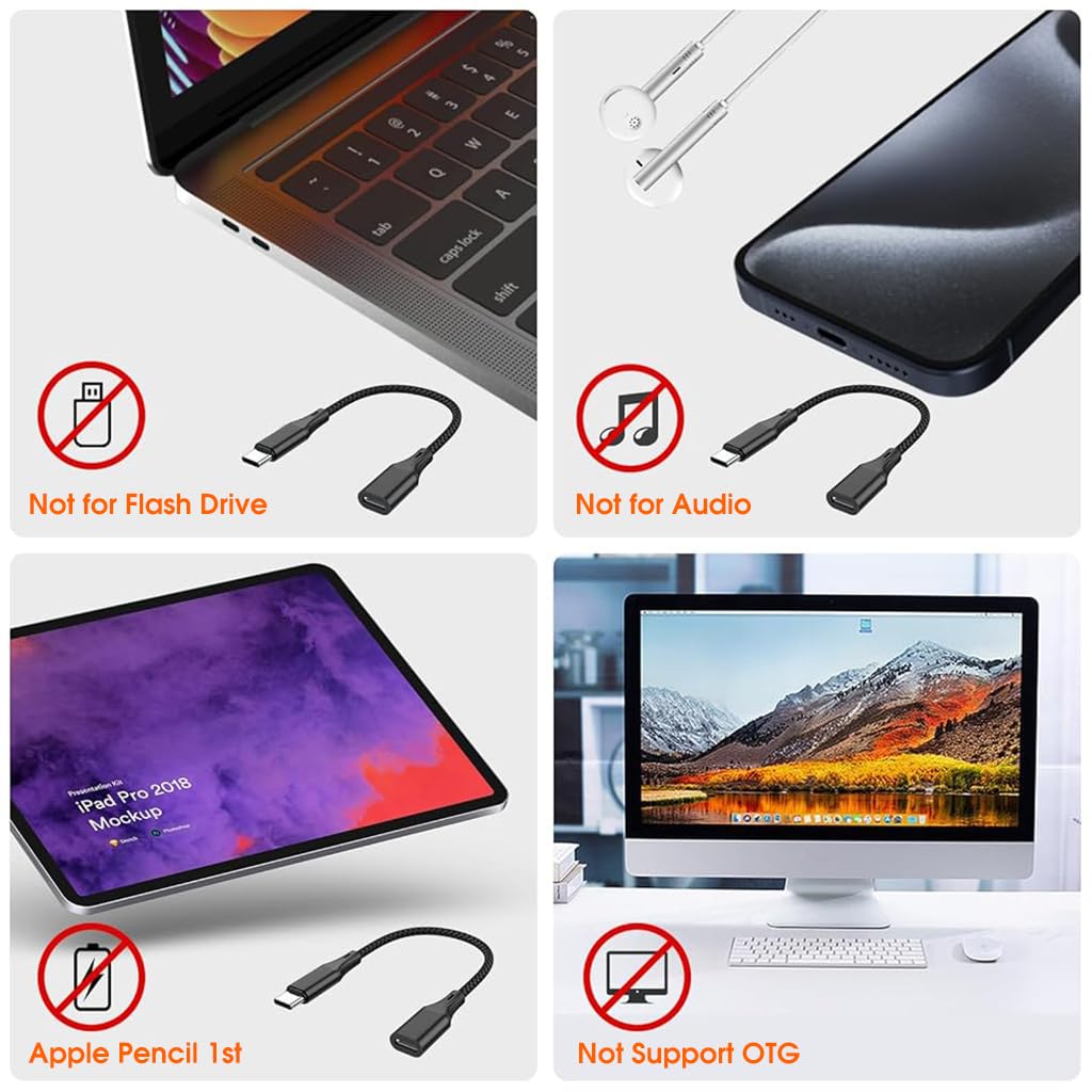 Verilux For iPhone Adapter Cable Light-ning Female to USB C Male Cable Adapter for Charging Supports 60W PD Fast Charging & Data Transfer Universal USB C Charging Cable for iPhone 15/15 Pro and More
