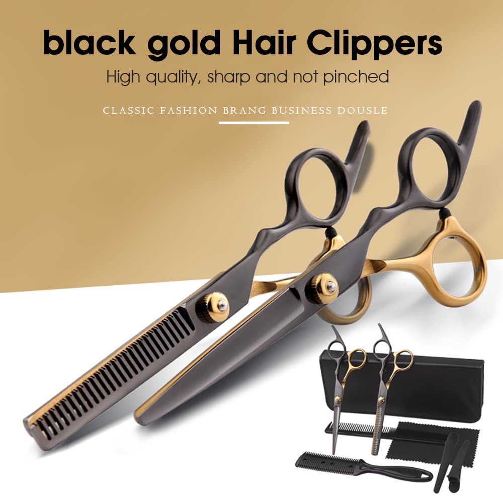 HASTHIP 10 Pcs Professional Stainless Steel Hair Cutting Kit, Hairdressing Kit, for Barbers, Parlour, Salon, Adults & Kids with Cape, Clips, Scissors, Comb, storage bag & cleaning cloth