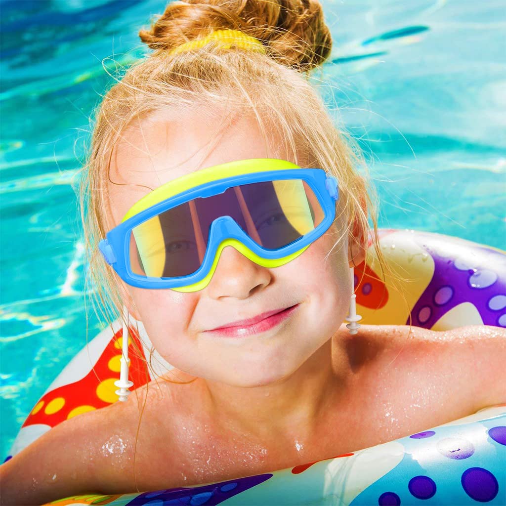 Proberos Professional UV Protection Indoor Outdoor Swimming Goggles for Kids Leakproof Silicone Frame Anti-fog Swimming Goggles Adjustable Swim Goggles for Kids 4-16 Years Old, Blue