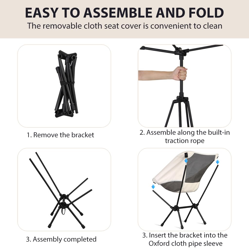 Proberos Portable Chair Folding Camping Chair Outdoor Chair with Carry Bag 600D Oxford Cloth Camping Chair Max 300 Lbs Weight Capacity Breathable Folding Chair for Camping Fishing