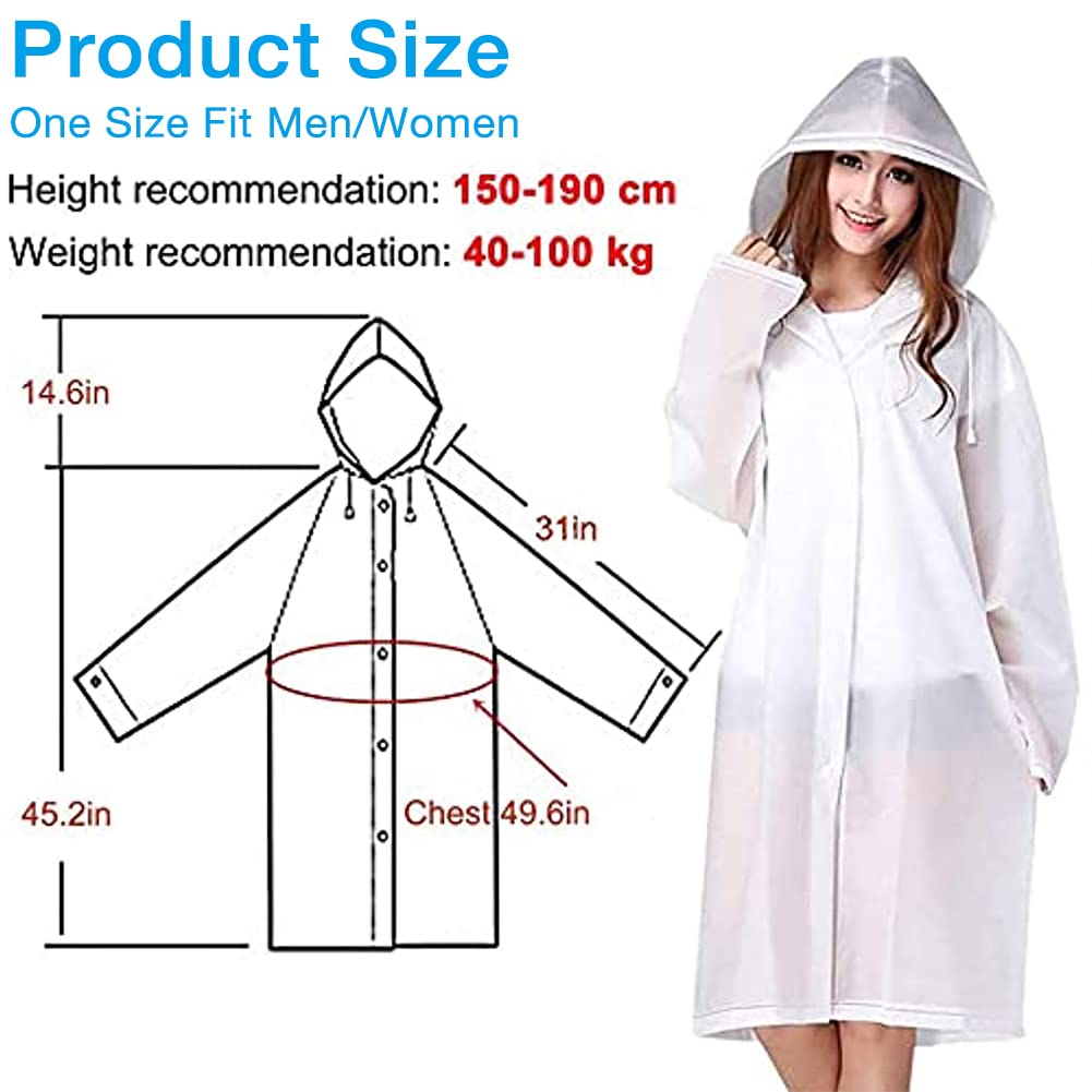 PALAY 2Pcs Rain Ponchos for Men Women, Reusable EVA Raincoats with Hood for Rain Ponchos for Camping, Hiking, Music Festival, Outdoor Activities (Blue)