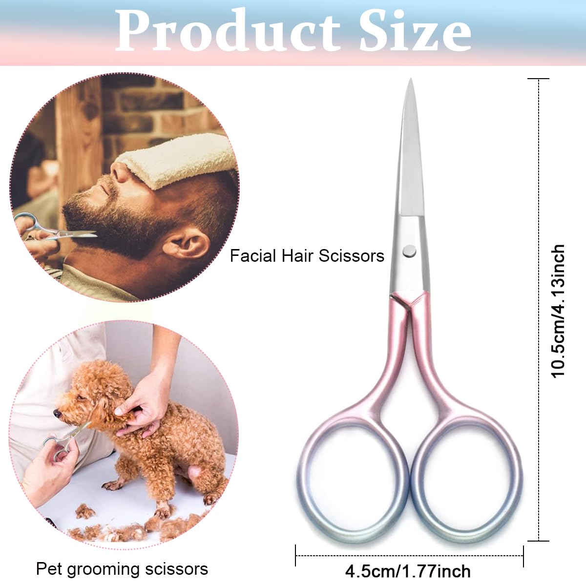 MAYCREATE Eyebrow Hair Grooming Scissors Stainless Steel Eyebrow Hair Trimmer Facial Hair Scissors 3.9 inches Mutifunctional Small Scissors for Facial Hair, Nose Hair, Moustache