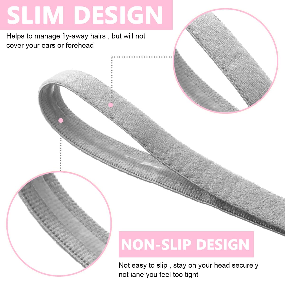 MAYCREATE 4Pcs Elastic Sports Headband for Men Women Stretchy Non-Slip Athletic Headbands Thin Workout Hair Bands