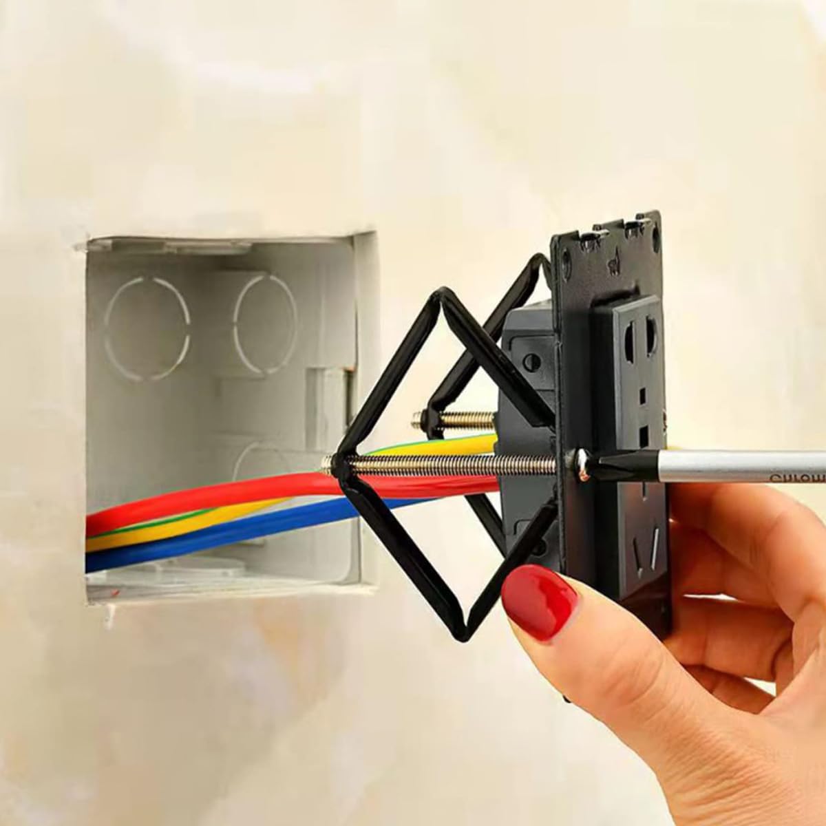 Serplex 10Pcs Switch Socket Cassette Bottom Box Repairer for 86mm x 86mm Switch Socket Cassette Switch Cassette Support Rod Switch Box Repairman Support Rod Electrician Accessories