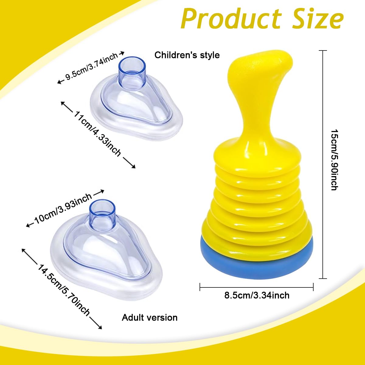 HANNEA Choking Rescue Device, Portable Airway Suction Device, Professional Emergency Device for Choking Anti Choking Device for Baby, Toddler, Elderly, Emergency First Aid Accessories, Yellow