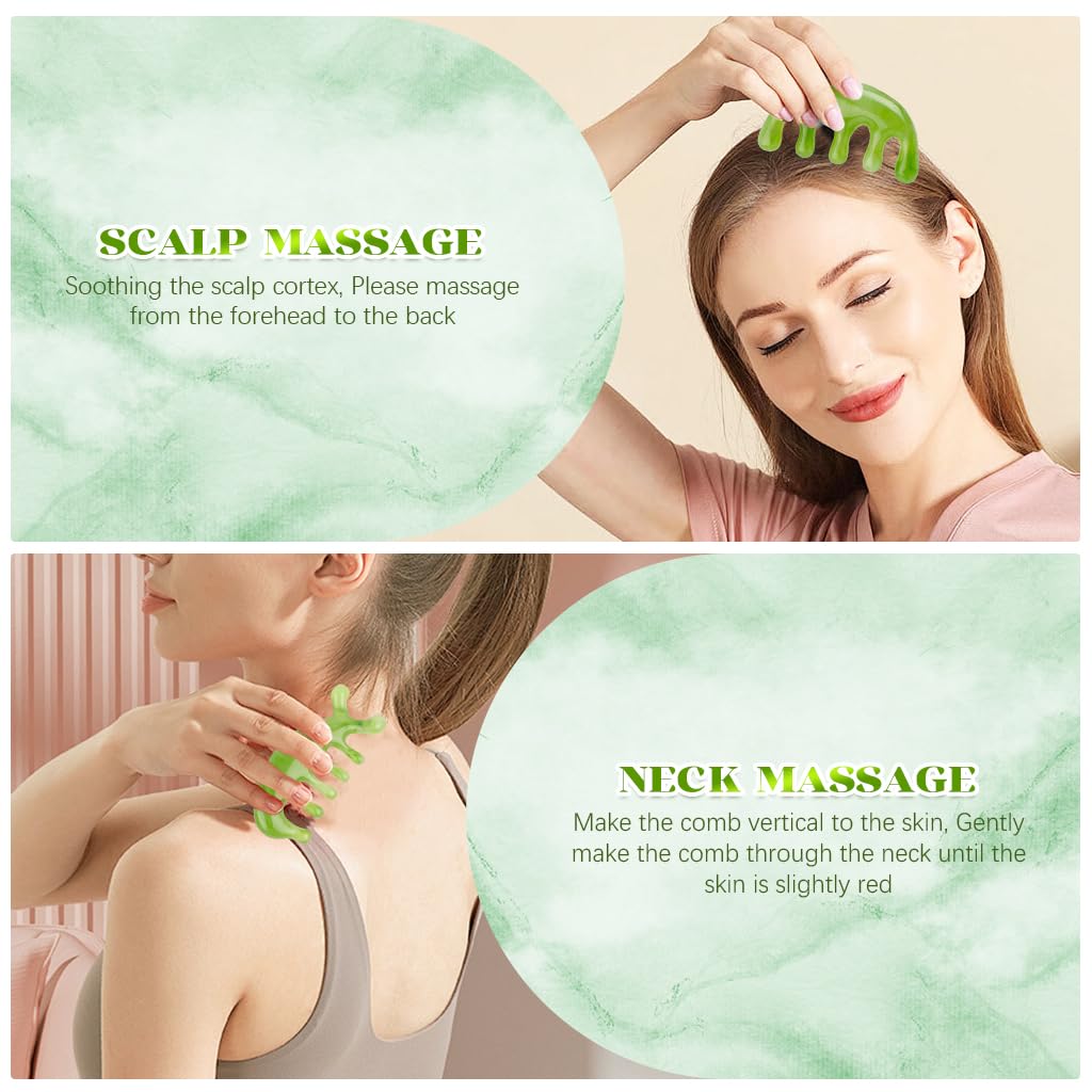 MAYCREATE 2pcs Massage Combs, Scalp Massager Guasha Comb, Handheld Head Massage Tool, Multi-Use Meridians Massager for Head Caring, Relaxation, Physical Therapy, Acupoint Treatment