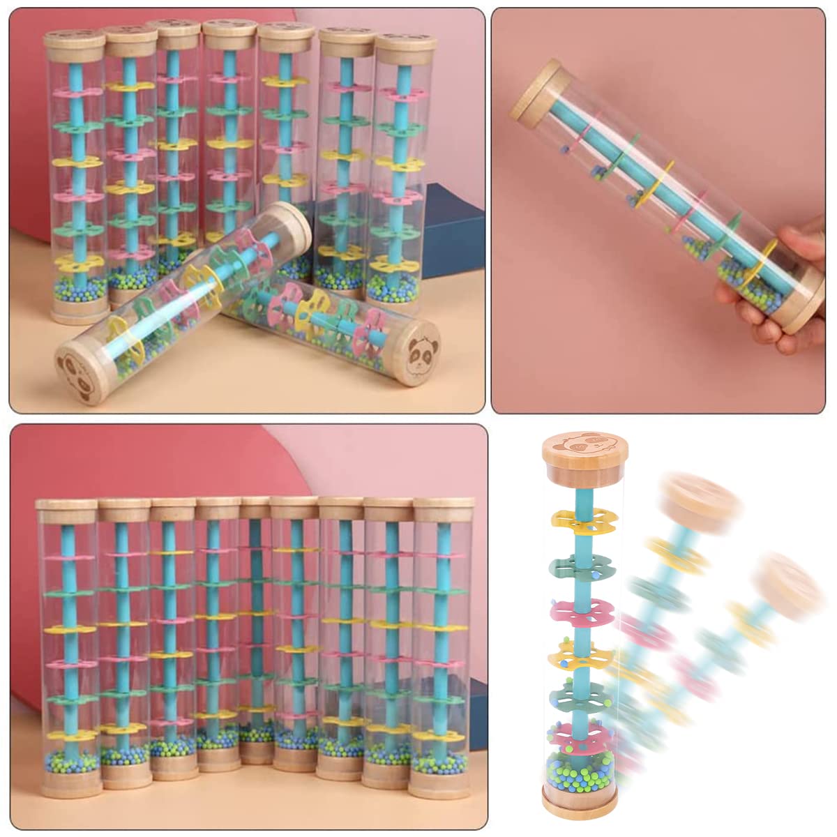 PATPAT Fun Rain Stick Toy for Baby, Baby Rattle Toy Musical Toy Shaker Toy Sensory Toy Colorful Rainmaker Toy Rain Sound Soothing Toy for Baby 6 Month RattleToy for Kids Gift Toy