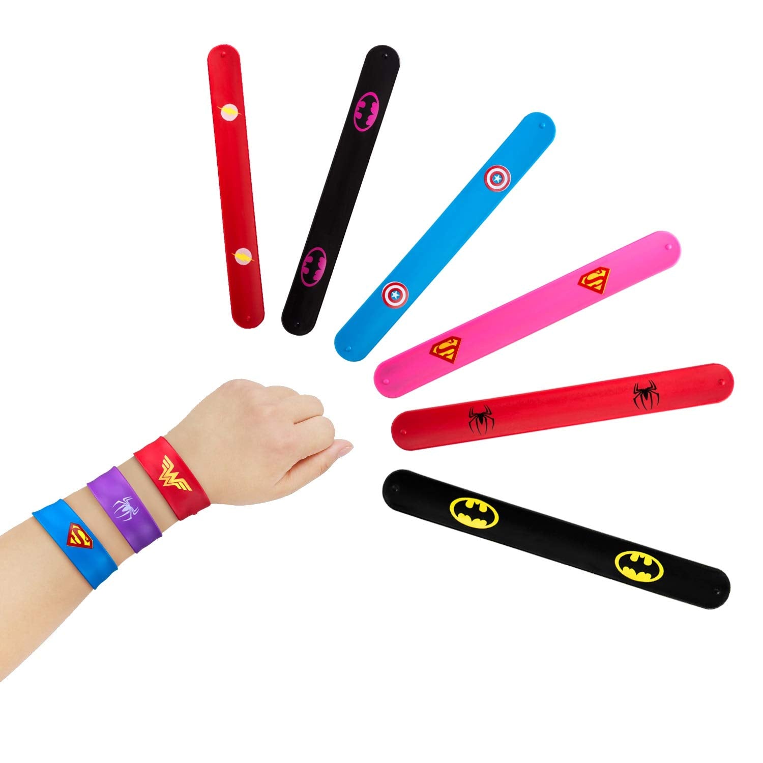 PATPAT 24pcs Rainbow Unicorn Wristbands Party Favor Kids Slap Bracelets 8.6 inches Wrist Loop Unicorn Slap Bracelets for Party, Festival, Event