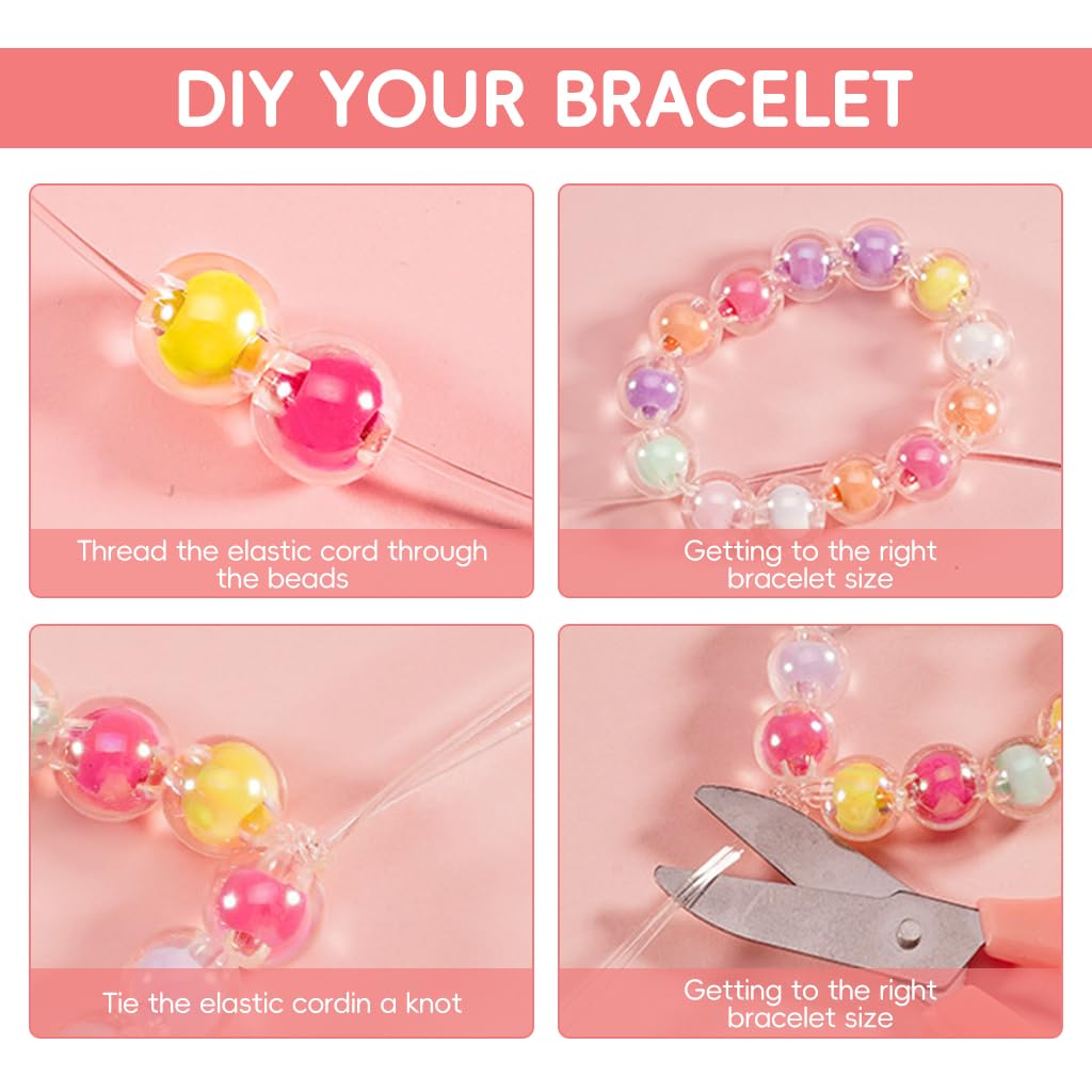 PATPAT 211 Jewelry Making Kit Gifts for Kids,Pink Handbag Bead Box for Bracelet Making Kit for Girls,6-Year-Old Girl Birthday