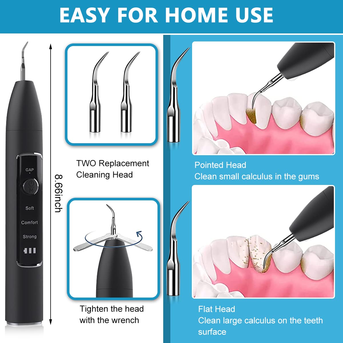 HANNEA Ultrasonic Plaque Remover Electric Plaque Remover with 480P Camera, 3 Working Modes, Cordless Electric Plaque Remover with 2 Bits and Oral Mirror, Remove Teeth Stain Tartar Plaque