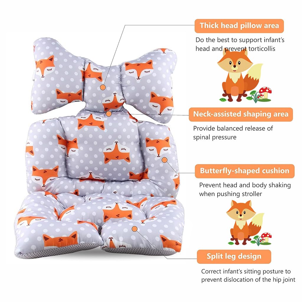 ZIBUYU Baby Stroller Seat Cushion Pushchair Seat Liner 3D Air Mesh Pram Soft Baby Stroller Cushion Pad Cartoon Print Stroller Accessories for Baby (Universal Fit) - Multi