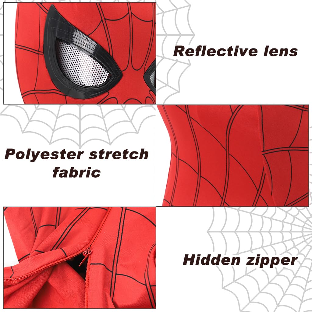 FANCYKU 3D Spider-Man Mask with Moving Eyes, Jaw Motion Activated Blinking Eyelid Spider-Man Head Cover, Spiderman Masks Spider Man Cosplay Costumes Mask for Adult Kids Halloween Masquerade Cosplay