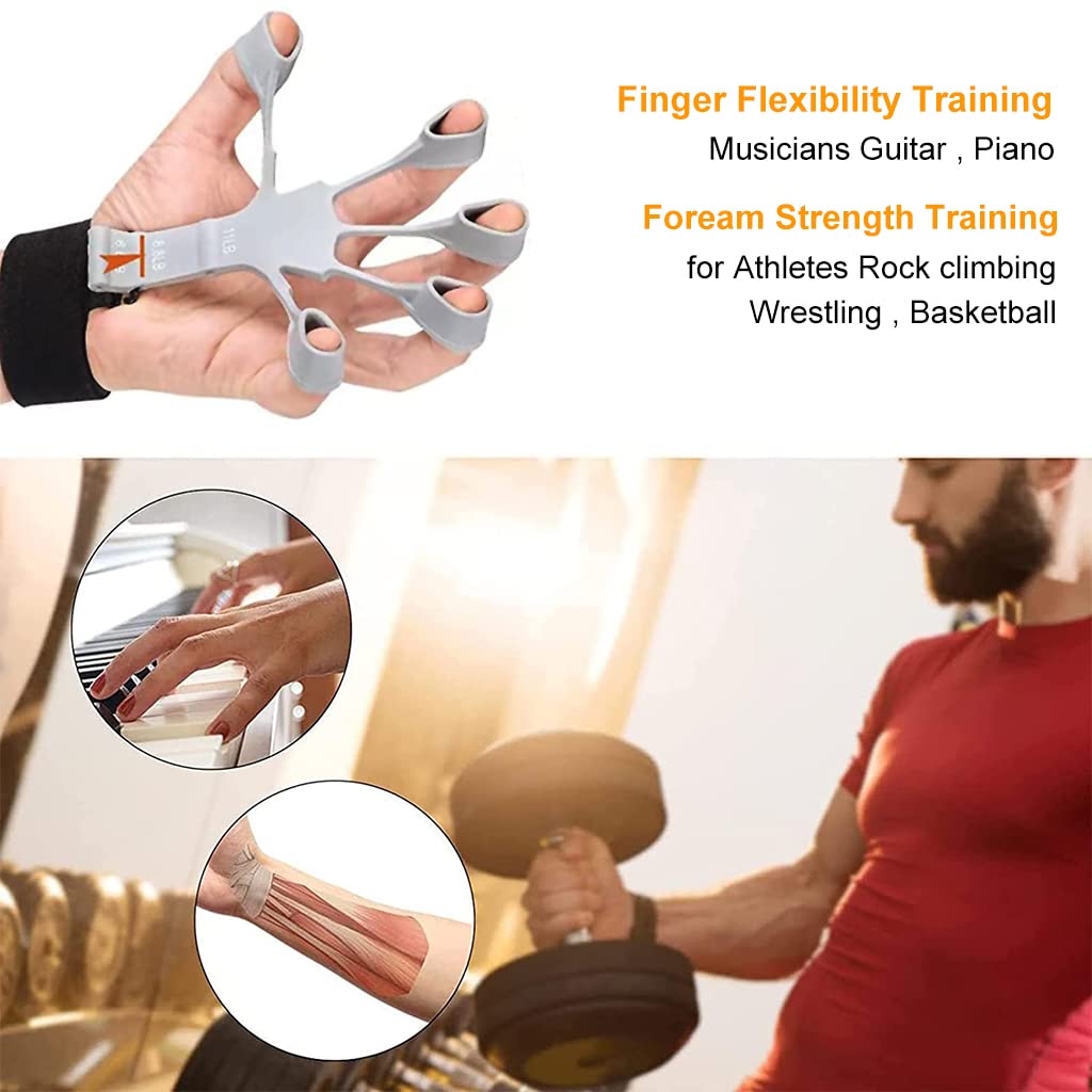 Proberos New Finger Gripper Finger Exerciser Silicone Grip Strength Trainer, 3 Adjustable Resistance Finger Exerciser and Finger Stretcher, Wrist Fixing Finger Stretcher Trainer for Strength Training