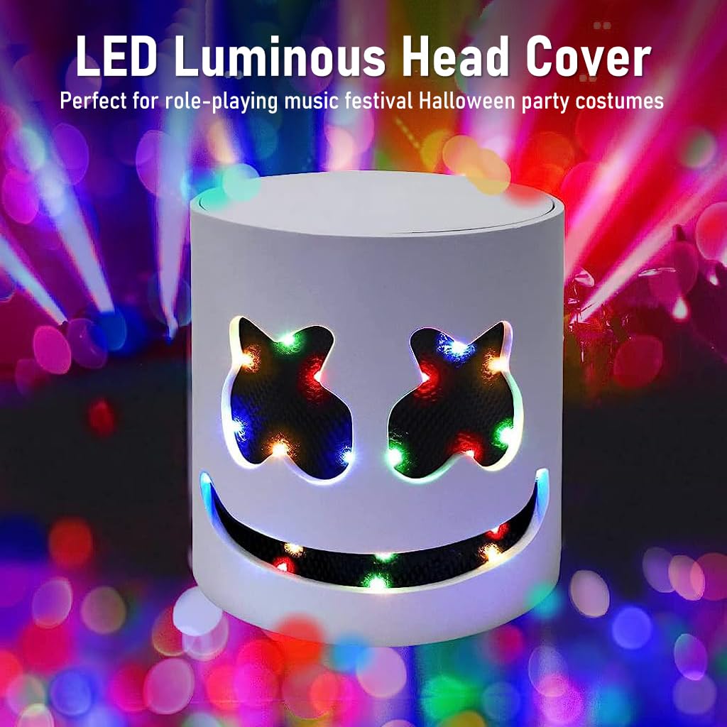 Optifit Halloween LED DJ Mask, Music Festival Halloween Party Costumes Cosplay Light Up Full Head Mask Helmet Toys for Men Women Kids' Party Supplies, Battery Powered